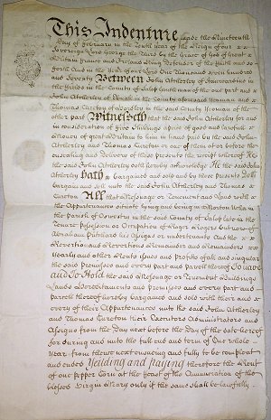 Atcherley-Atcherley-Cureton indenture 1770 page 1